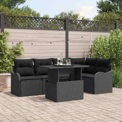 vidaXL Ensemble de canapé de jardin 6 pcs Noir 100 x 55 x 73 cm