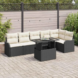 vidaXL Ensemble de canapé de jardin 7 pcs Noir 100 x 55 x 73 cm