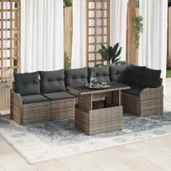 vidaXL Ensemble de canapé de jardin 7 pcs Gris 100 x 55 x 73 cm
