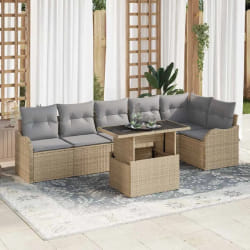vidaXL Ensemble de canapé de jardin 7 pcs Beige 100 x 55 x 73 cm