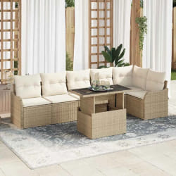 vidaXL Ensemble de canapé de jardin 7 pcs Beige 100 x 55 x 73 cm