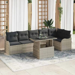 vidaXL Ensemble de canapé de jardin 7 pcs Gris clair 100 x 55 x 73 cm