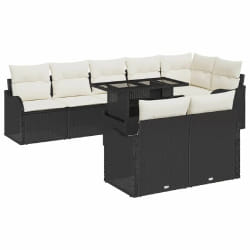 vidaXL Ensemble de canapé de jardin 9 pcs Noir 100 x 55 x 73 cm