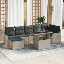 vidaXL Ensemble de canapé de jardin 8 pcs Gris clair Poly rotin