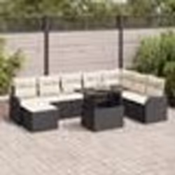 Ensemble de canapés de jardin de 9 pièces avec coussins en rotin noir
