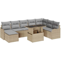 Ensemble de 9 Pièces de Canapé de Jardin avec Coussins Beige Poly Rattan