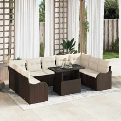 vidaXL Ensemble de canapé de jardin 10 pcs Marron 100 x 55 x 73 cm