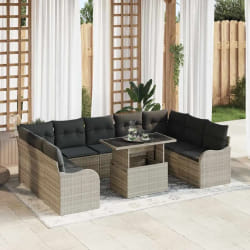 vidaXL Ensemble de canapé de jardin 10 pcs Gris clair 100 x 55 x 73 cm