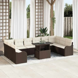 vidaXL Ensemble de canapé de jardin 11 pcs Marron 100 x 55 x 73 cm