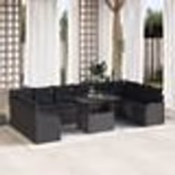 Canapé jardin vidaXL 11 pièces avec coussins en rotin poly noir