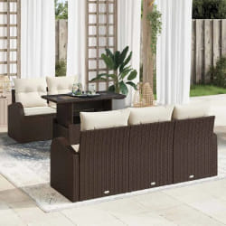 vidaXL Ensemble de canapé de jardin 6 pcs Marron 100 x 55 x 73 cm