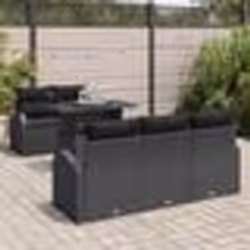 Ensemble de Canapés de Jardin en 6 Pièces avec Coussins Noir Poly Rotin