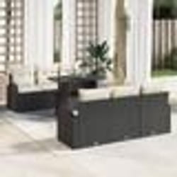 Ensemble de 7 Pièces de Canapés de Jardin avec Coussins en Rattan Poly Noir