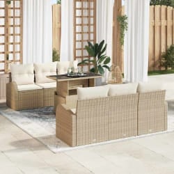 vidaXL Ensemble de canapé de jardin 7 pcs Beige 100 x 55 x 73 cm