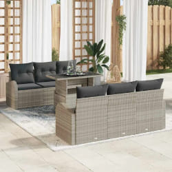 vidaXL Ensemble de canapé de jardin 7 pcs Gris clair 100 x 55 x 73 cm