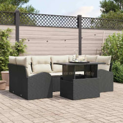 vidaXL Ensemble de canapé de jardin 7 pcs Noir 100 x 55 x 73 cm