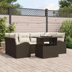 vidaXL Ensemble de canapé de jardin 7 pcs Marron 100 x 55 x 73 cm