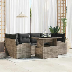 vidaXL Ensemble de canapé de jardin 7 pcs Gris 100 x 55 x 73 cm