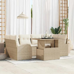 vidaXL Ensemble de canapé de jardin 7 pcs Beige 100 x 55 x 73 cm