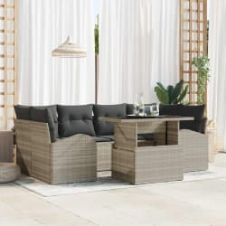 vidaXL Ensemble de canapé de jardin 7 pcs Gris clair 100 x 55 x 73 cm