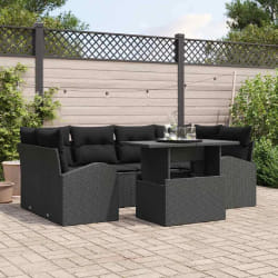 vidaXL Ensemble de canapé de jardin 7 pcs Noir 100 x 55 x 73 cm