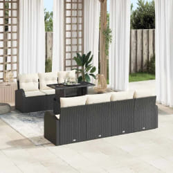 vidaXL Ensemble de canapé de jardin 8 pcs Noir 100 x 55 x 73 cm