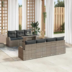 vidaXL Ensemble de canapé de jardin 8 pcs Gris 100 x 55 x 73 cm