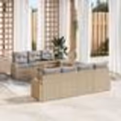 Ensemble de canapés de jardin de 8 pièces avec coussins beige en rotin poly