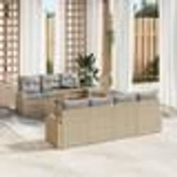Ensemble de canapés de jardin de 8 pièces avec coussins beige en rotin poly