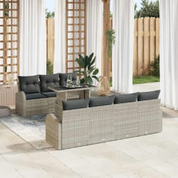 vidaXL Ensemble de canapé de jardin 8 pcs Gris clair 100 x 55 x 73 cm