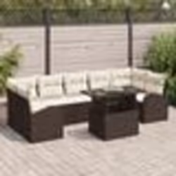 Ensemble de canapé jardin 8 pièces avec coussins Marron Poly Rattan