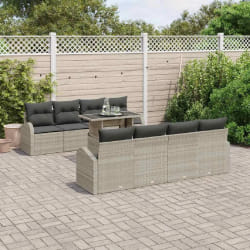 vidaXL Ensemble de canapé de jardin 9 pcs Gris clair 100 x 55 x 73 cm