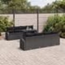 Ensemble de Canapé de Jardin de 9 Pièces avec Coussins Noir Poly Rattan