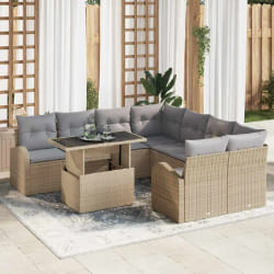 vidaXL Ensemble de canapé de jardin 9 pcs Beige 100 x 55 x 73 cm