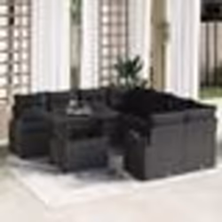 Ensemble de 9 pièces de Canapés de Jardin avec Coussins Noir Poly Rattan