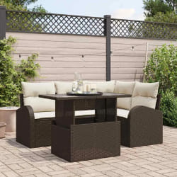 vidaXL Ensemble de canapé de jardin 5 pcs Marron 100 x 55 x 73 cm