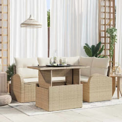 vidaXL Ensemble de canapé de jardin 5 pcs Beige 100 x 55 x 73 cm
