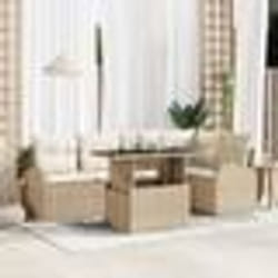 Ensemble de Sofa de Jardin 6 Pièces vidaXL avec Coussins Beige Rattan Poly