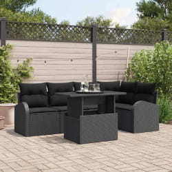 vidaXL Ensemble de canapé de jardin 6 pcs Noir 100 x 55 x 73 cm