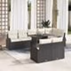 Ensemble de Canapé de Jardin 9 Pièces avec Coussins Noir Rattan Poly