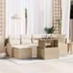 Ensemble de canapé de jardin 7 pièces avec coussins beige en polyrotin