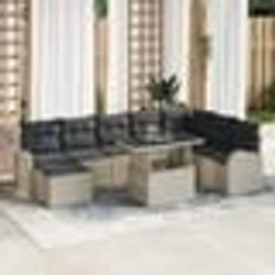 Set de Canapés de Jardin 9 Pièces avec Coussins Gris Clair Poly Rattan