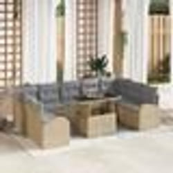Ensemble de 10 pièces de canapés de jardin avec coussins Beige Rotin Poly