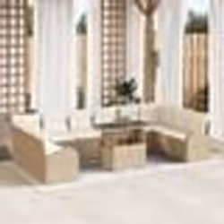 Ensemble de canapés de jardin 11 pièces avec coussins Beige Poly Rattan