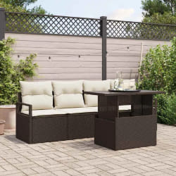 vidaXL Ensemble de canapé de jardin 5 pcs Marron Poly rotin