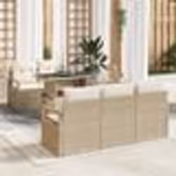 Ensemble de 6 Pièces de Canapé de Jardin avec Coussins Beige Poly Rattan