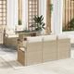 Ensemble de 6 Pièces de Canapé de Jardin avec Coussins Beige Poly Rattan
