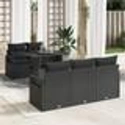 Ensemble de Canapés de Jardin de 6 Pièces avec Coussins en Noir Rattan Poly