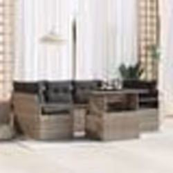 Set de Canapés de Jardin vidaXL 7 Pièces avec Coussins Gris Poly Rattan