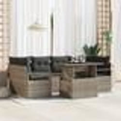 Set de Canapés de Jardin vidaXL 7 Pièces avec Coussins Gris Poly Rattan